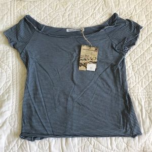 Half top blue with navy stripe